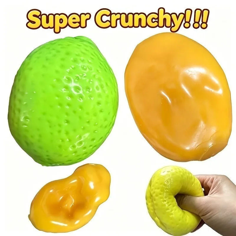 Crunchy Mango Handmade Stress Ball Squeeze Toy Color-Changing Lemon Squishy Fidget Ball ASMR Sensory Stress Relief Toy for Adult