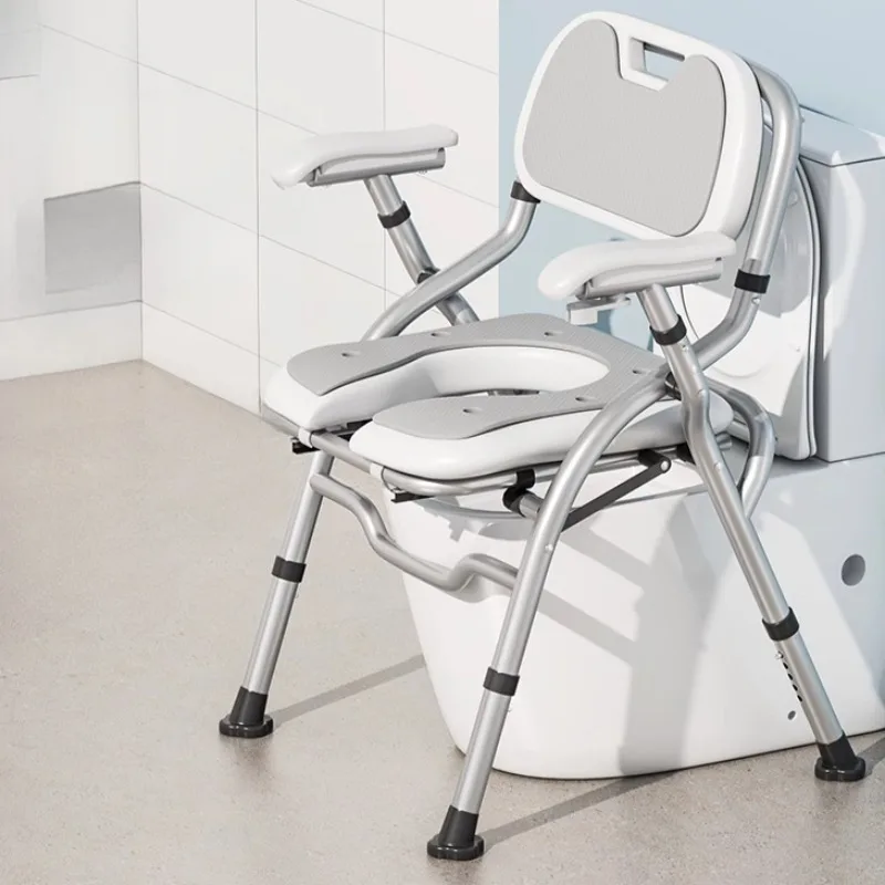 5 in 1 Elderly Shower Chairs Anti-slip Bath Stool Adjustable Height Lightweight Aluminum Stools Bathroom Chairs Toilet Booster