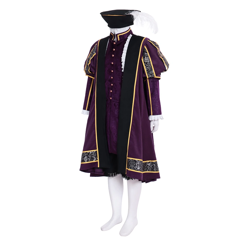 Tudor Noble Court Royal Knight Costume Medieval Renaissance Elizabethan King Uniform Suit Theme Party Gown