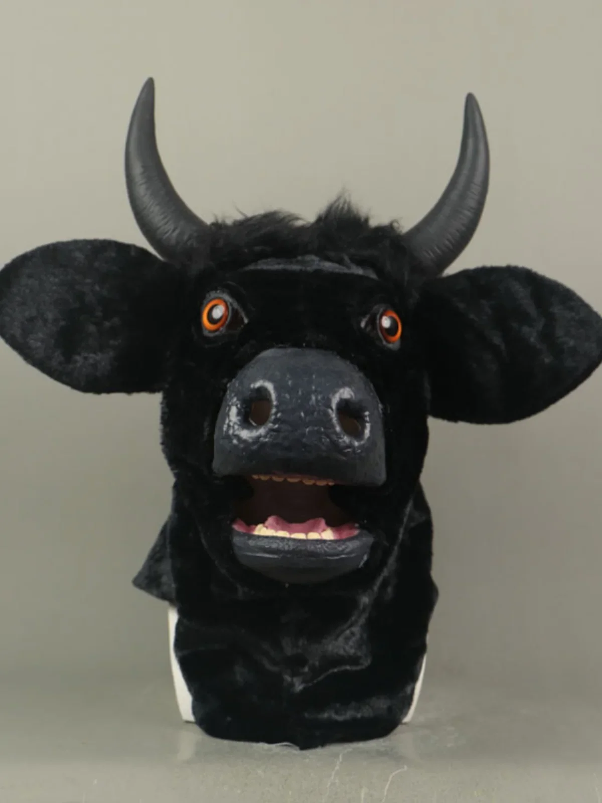 Cow hood mask black cow can open mouth animal mask halloween show dress up funny funny Douyin props