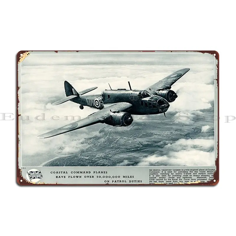 Coastal Command Planes Vintage War Aircraft Metal Sign Vintage Garage Print Pub Create Tin Sign Poster