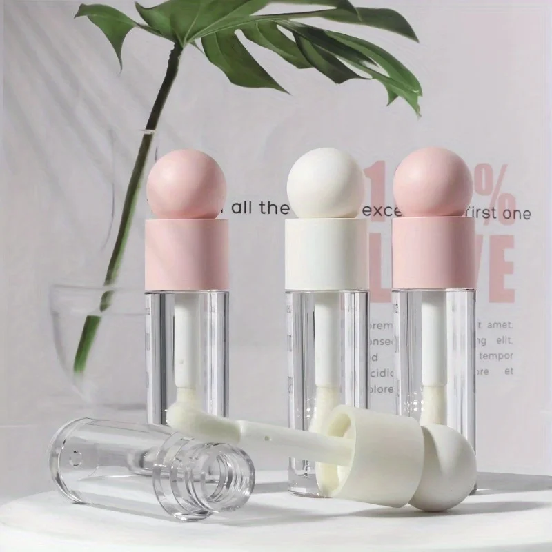 5ml Lip Gloss Tube Matte Pink Clear Thick Rod Large Brush Head Bottle Makeup Mud Packaging Empty Cosmetic Material Wholesale view 4