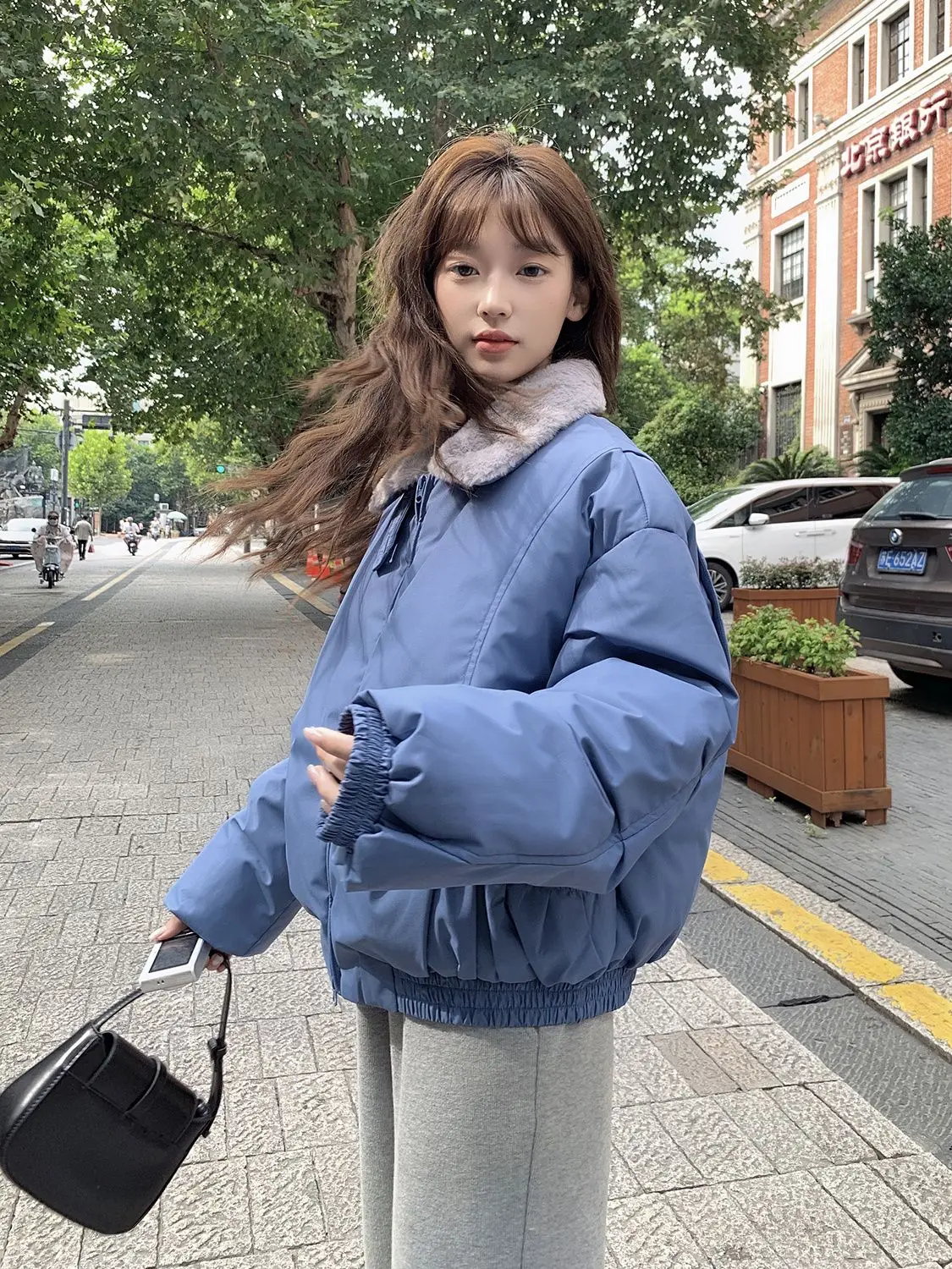 

Puffer Parkas Womens Ladies Coat Collared Loose Fit Puffy Feel Cotton Padded Thick Warm Student School College Campus Youth Vibe