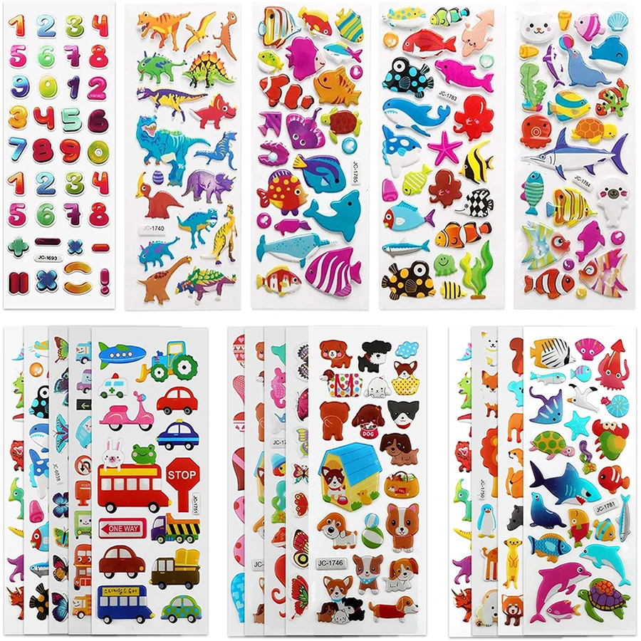 12/24 Uds pegatinas de burbujas de dibujos animados 3D más de 100 + estilos decoración DIY aleatoria pegatinas de grafiti para diario equipaje portátil