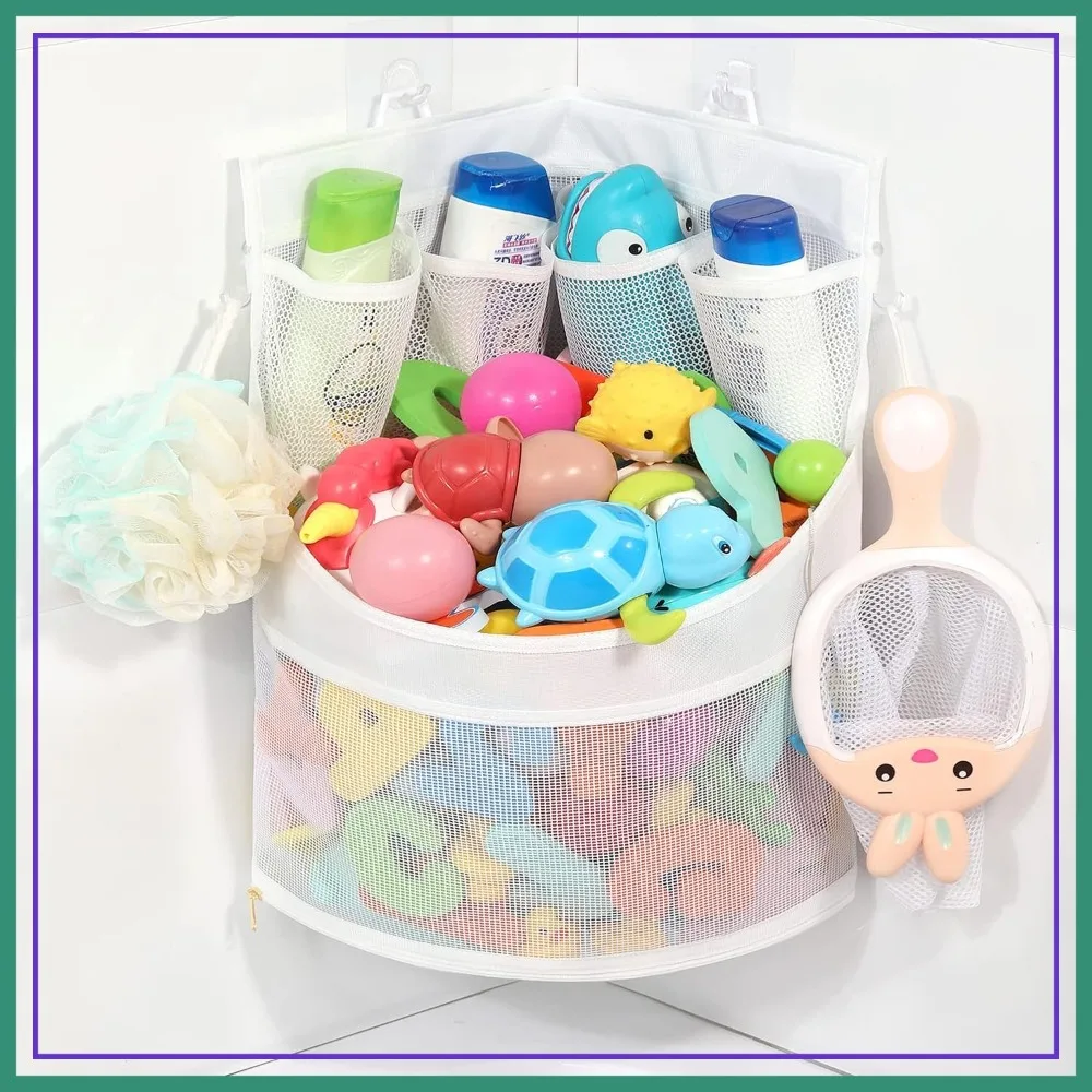 

17" x 13" Mesh Bathtub Toy Holder - Dries Toys Fast, Bath Organizer for Toddlers