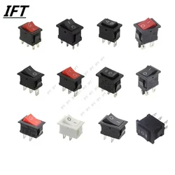 10PCS 15*21mm 2 3 4 6Pin SPST On/Off On/Off/On Boat Rocker Switch 6A 250V KCD1 KCD1-101 Snap-in Black Rocker Switch