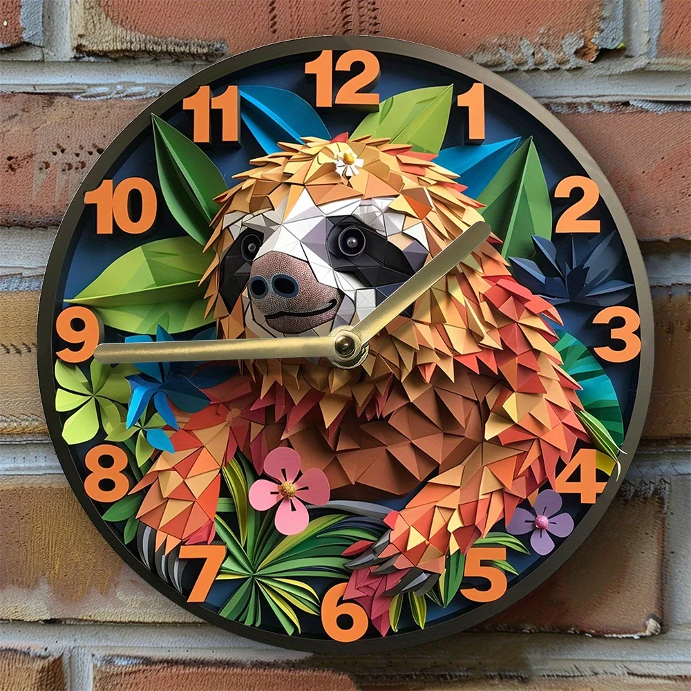 

Silent Sloth-Themed Wall Clock -Aluminum, Diy Decor for Dorms & Halloween Gifts Wall Clock Modern Design Living Room Decoration