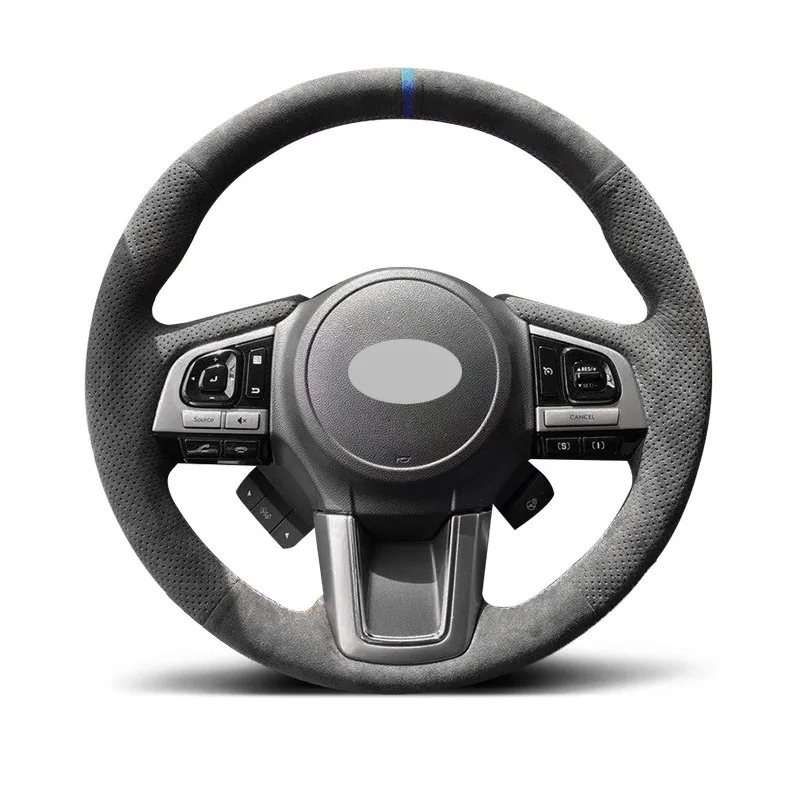 Genuine Leather Suede Steering Wheel Cover Wrap Blue Thread Car Accessoires Specifically for SUBARU LEGACY OUTBACK XV FORESTER