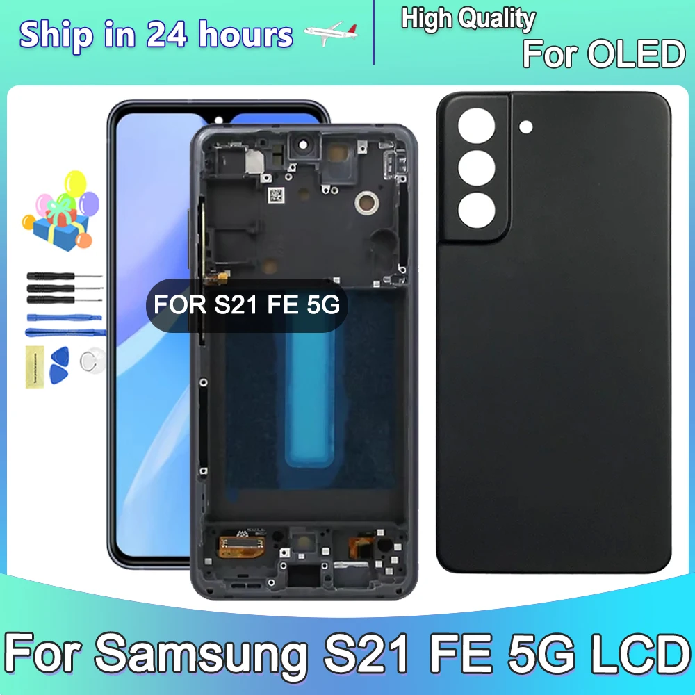 OLED For Samsung S21 FE 5G G990 G990B G990U G990B/DS G990E LCD Display with touch screen Ditigitizer For S21FE Display