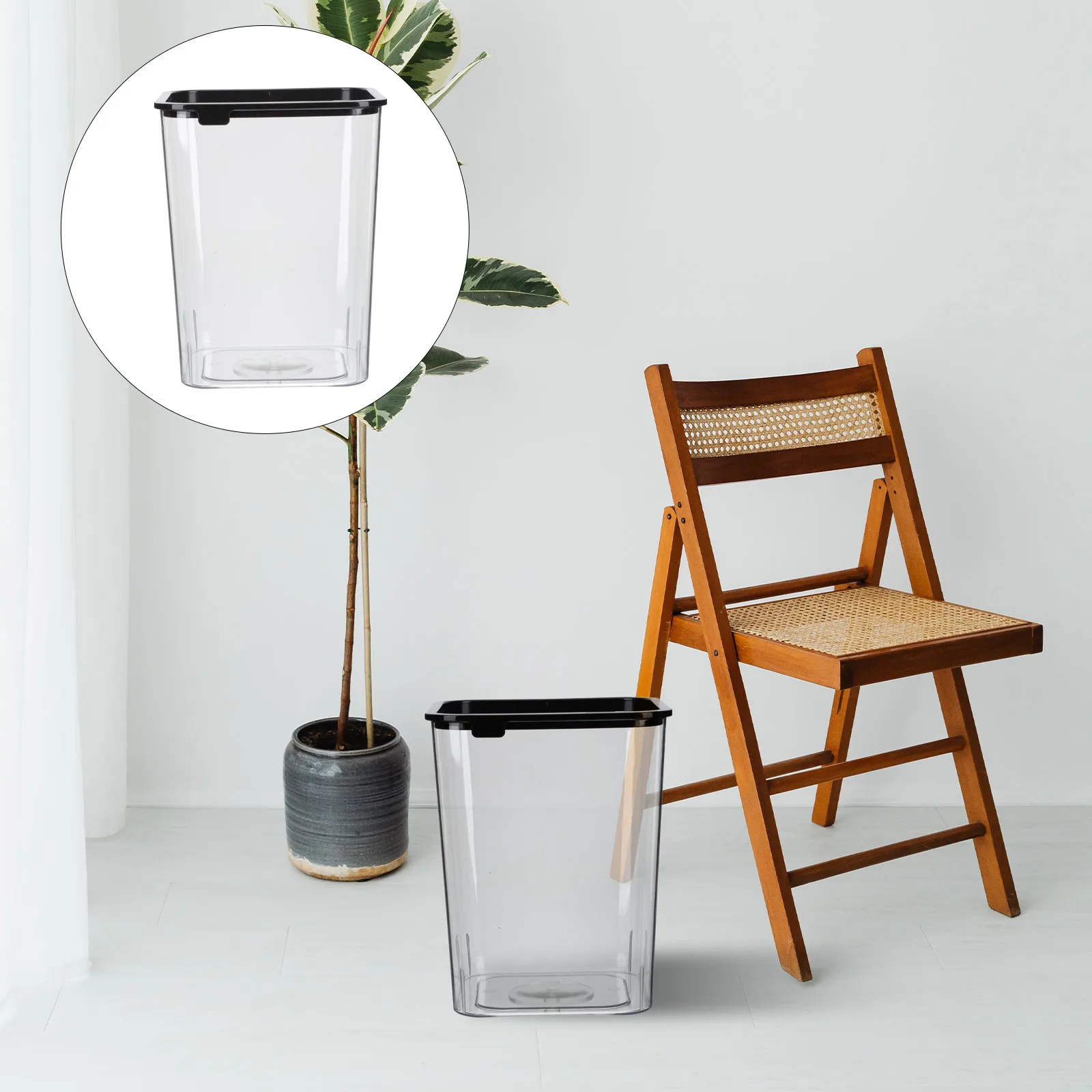 

Transparent Trash Can Premium Plastic Square Garbage Container Non-Slip Thickened Base Long-Lasting Clear Waste Bin For Bathroom