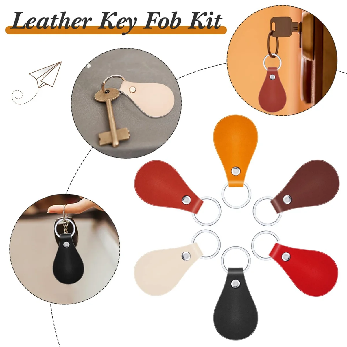 keychain60 Pcs Pu Leather Key Fob Kit Leather Key Fobs Blanks with Rivets and Key Rings Leather Keychain for DIY Laser Engraving