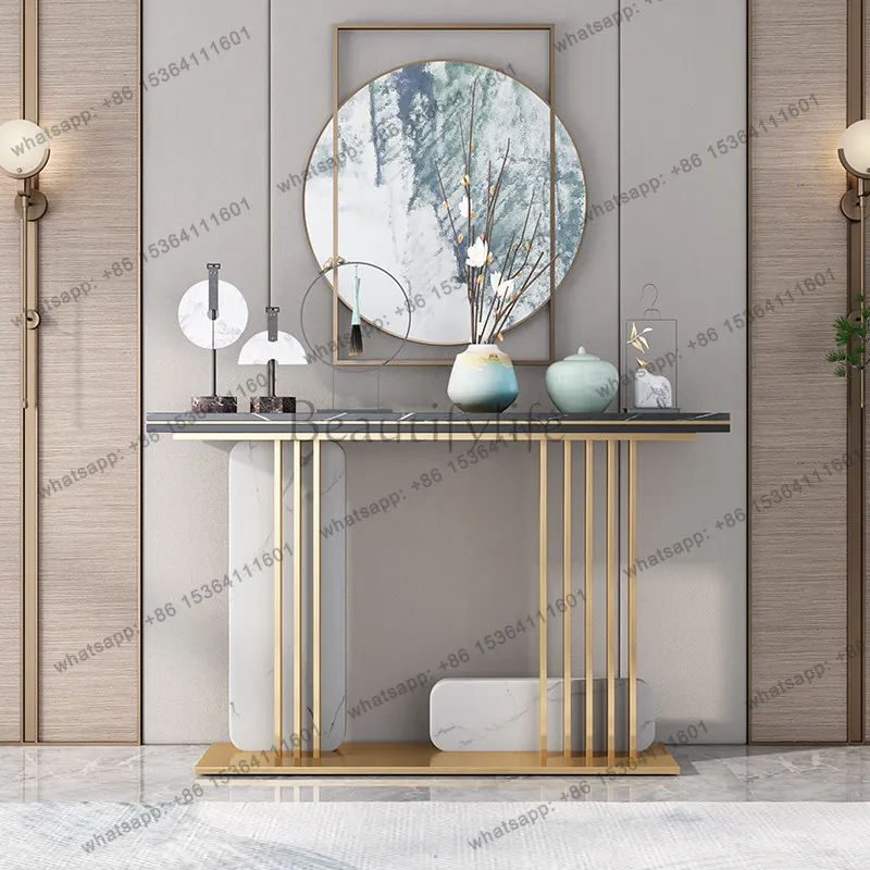 Entrance table against the wall Light luxury strip case New Chinese modern simple living room Entrance table Marble