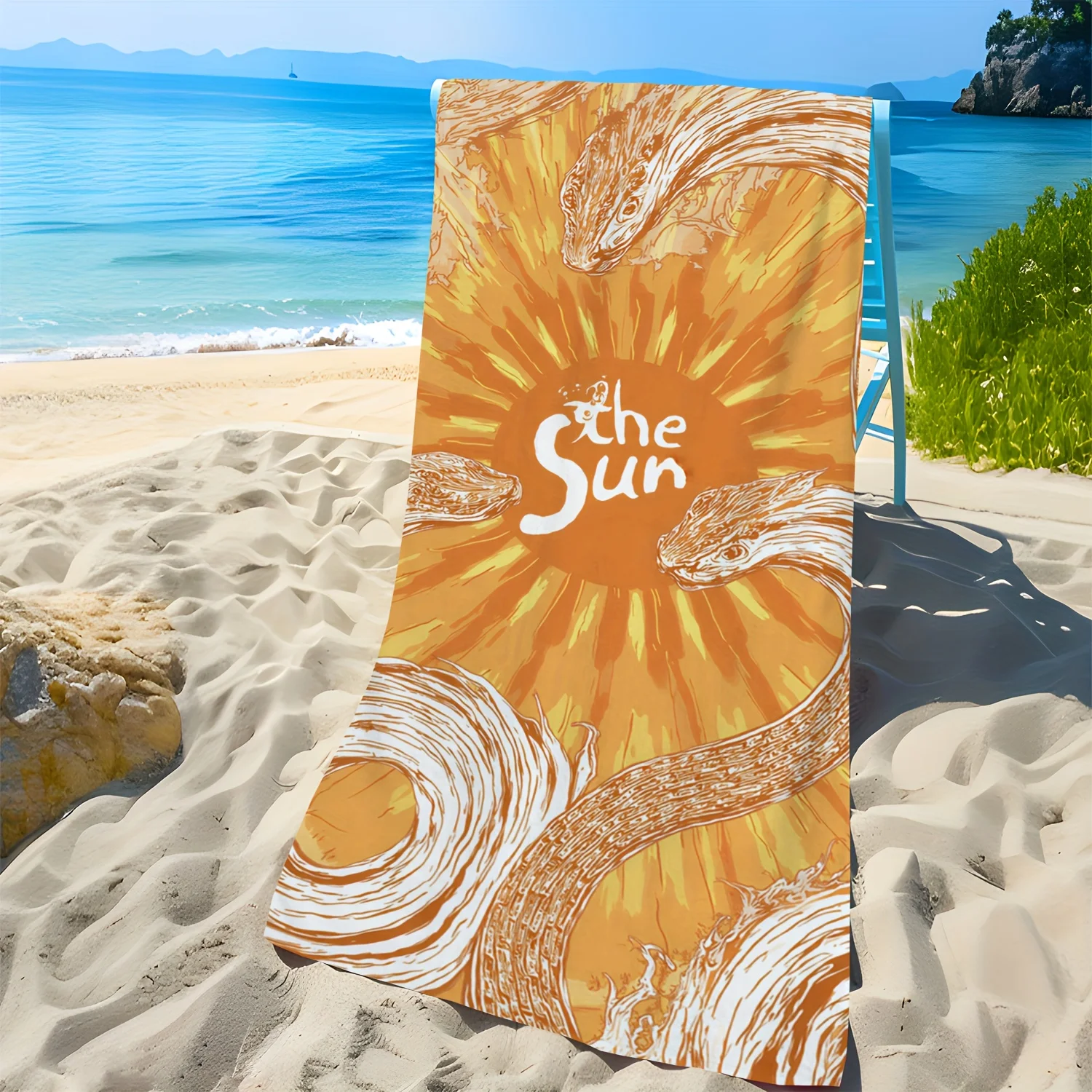 1PC The Sun Serpent Beach Towel Suitable for yoga, swimming, camping, big bath towels, essential travel accessories