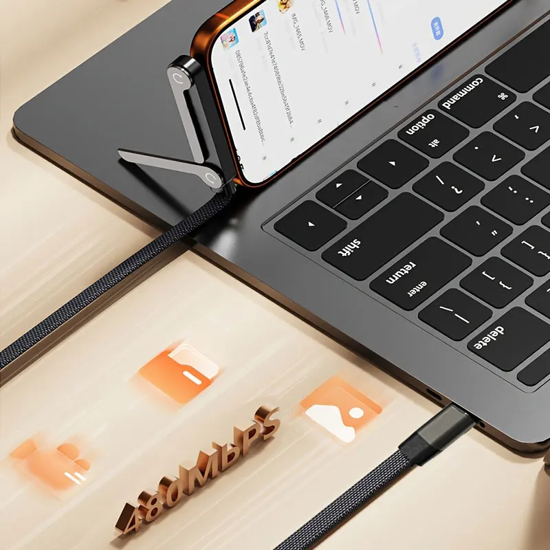 USB-C to Type C Fast Charge Cable with Separator for Type-C Devices Night safe charging