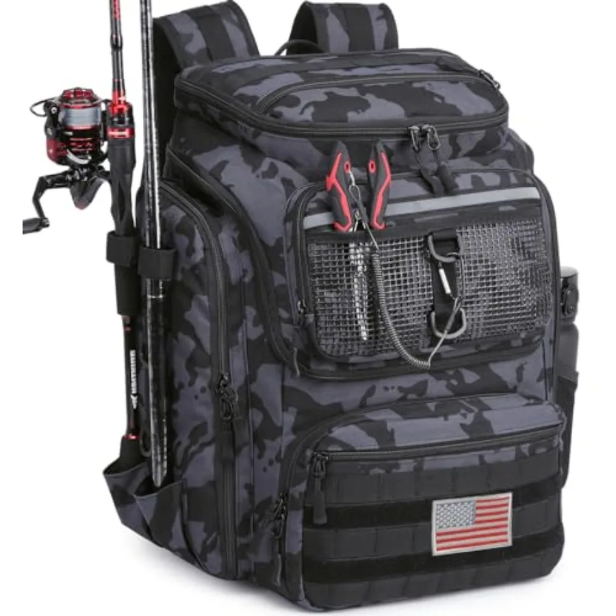 

Fishing Backpack 45L with Rod Holders, Waterproof Tackle Storage Backpack for Fishermen, Large Capacity Outdoor Fishing Gear Ba