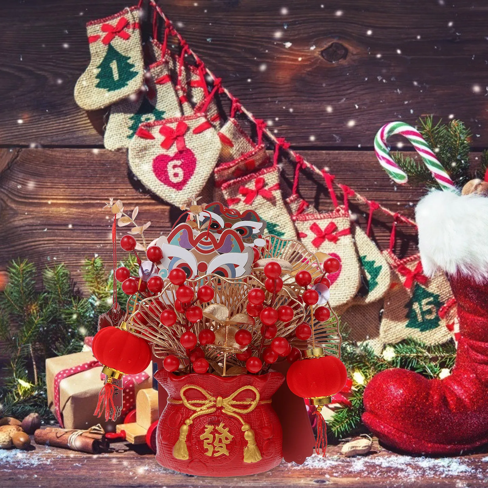 

1Set New Year Bonsai Ornament Simulated Potted Plant Spring Festival Desktop Decoration Chinese Style Lucky Blessing Adornment