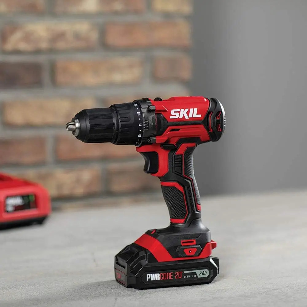 Skil 20V 2-Tool Combo Kit: 20V Cordless Drill Driver And Impact Driver Kit Includes 2.0Ah Pwr Core 20 Lithium Battery And