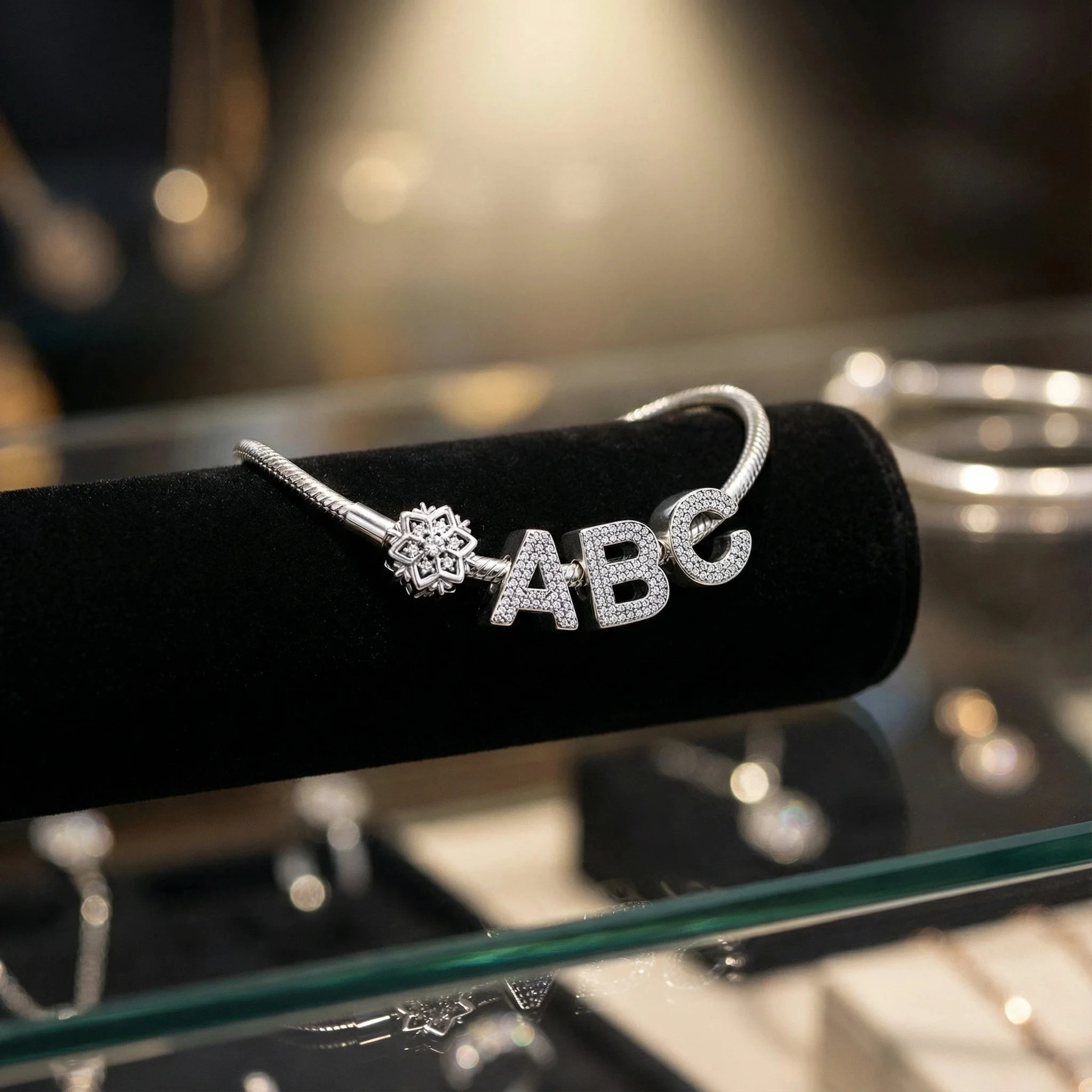 

Подвеска-шарм из стерлингового серебра 925 пробы с буквами ABC и кубическим цирконием, подходит для браслетов и ожерелий своими руками, подарок для нее, Colgante Plata