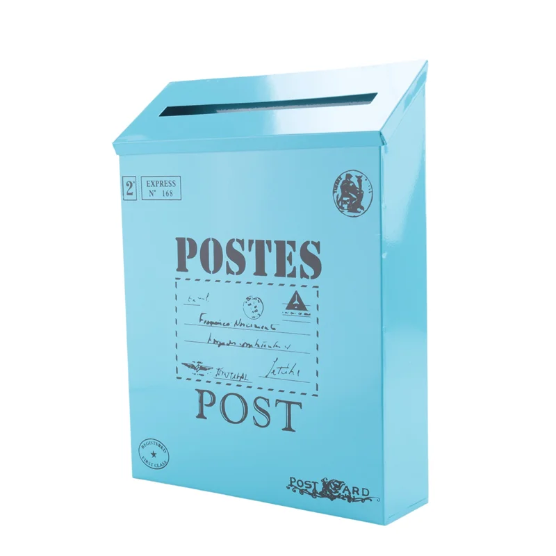 

【Best Selling】2X Mailbox Vintage Wall Mount Mailbox Post Letter Box For Outside Antique Metal Mailbox Rust Resistant Mail Holder