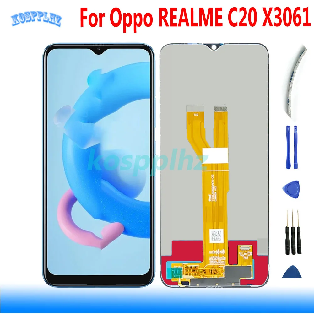 

6,5-дюймовый ЖК-дисплей для Oppo Realme C20 RMX3061, дигитайзер сенсорного экрана + замена в сборе для Realme C20 RMX3061