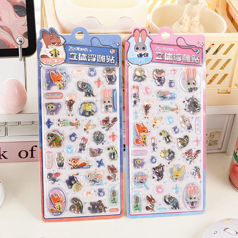 

New 2pcs Cartoon 3d Animal Stereoscopic Crystal Stickers Anime Judith Nick Style Diy Mobile Computer Decorative Stickers Gift