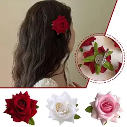 Retro Rose Flower Classy Elegant Fashionable Hairpin Accessories Hair Flower Rose Side Clip Red/pink/white Accessories Hair O6q1