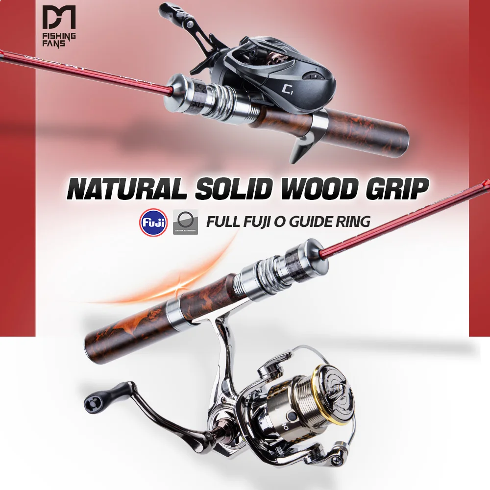 

FISHINGFANS 2-секционные сверхлегкие карбоновые удочки FUJI GUIDE, спиннинговые удочки для литья, UL Power, деревянная ручка, дорожная удочка для форели, щуки