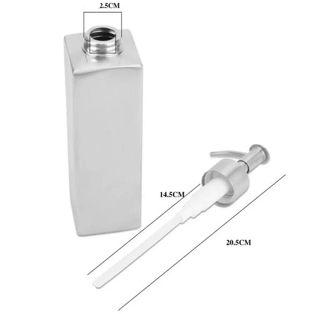 

Дозатор для мыла из нержавеющей стали 350 мл для ванной, кухни, прачечной, с помпой-дозатором, для жидкого мыла, шампуня, кондиционера