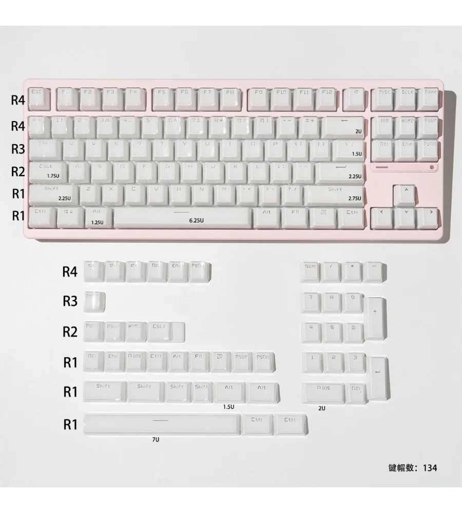 Wooting crystal white/purple/pink/black keycap character translucent ABS two-color OEM highly mechanical keyboard