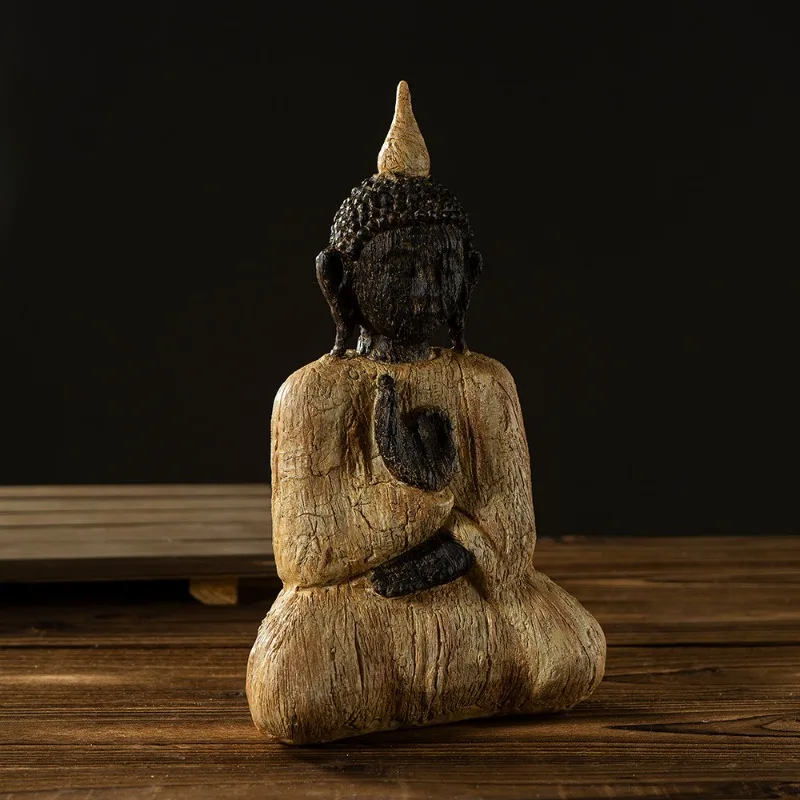 

South East Asia Imitation Wood Buddha Ornament Resin Crafts Home Zen Living Room Desktop Creative Decoration