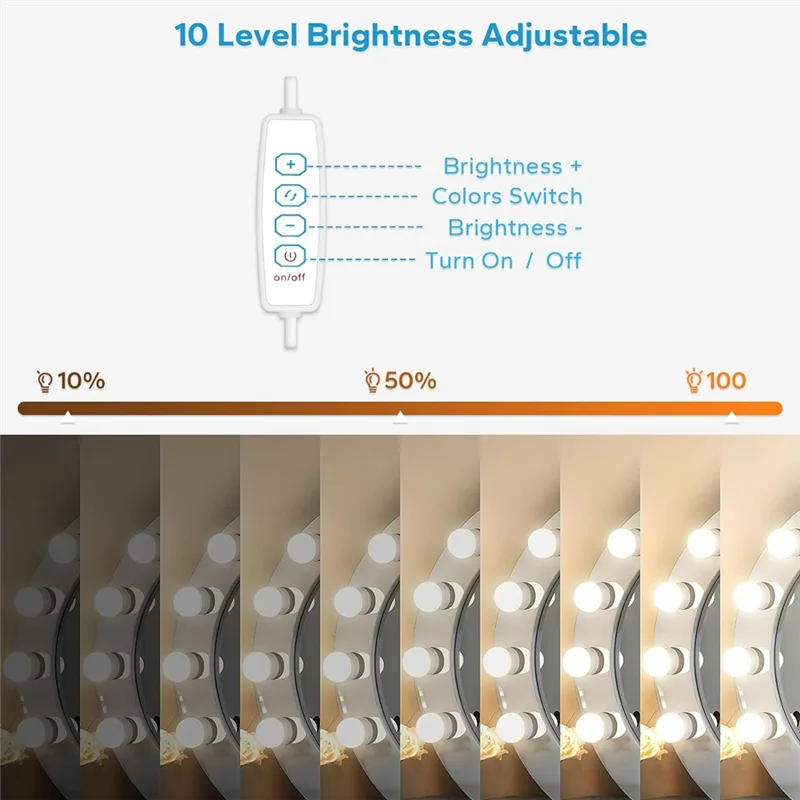 AC23-14 lâmpadas reguláveis led luzes de espelho de vaidade com 10 níveis de brilho luzes de vaidade ajustáveis para espelho