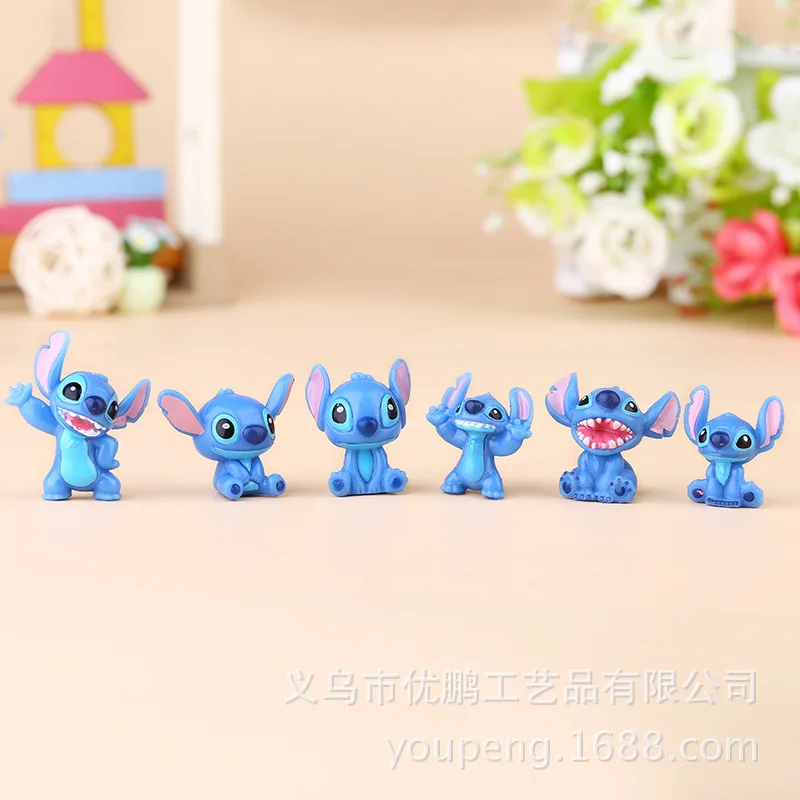 Figurine de dessin animé Mininstants CAN O & Stitch pour enfants, modèle de collection mignon, ornement de bureau Anime, décoration de gâteau d'anniversaire, cadeaux jouets, 12 pièces