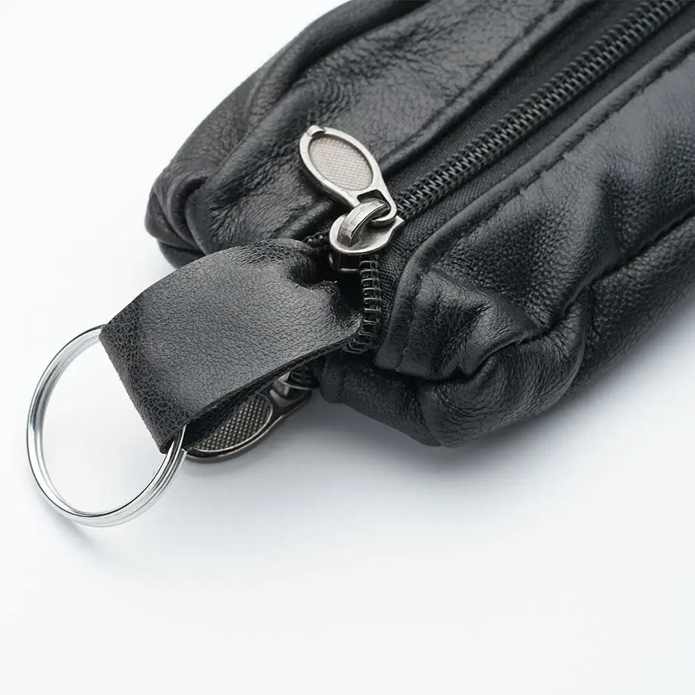Modischer Schlüsselanhänger aus echtem Leder, Kleingeldtasche, Clutch, Schlüsselhalter, Organizer, tragbare Mini-Münzaufbewahrung für Männer und Frauen – Detail 8