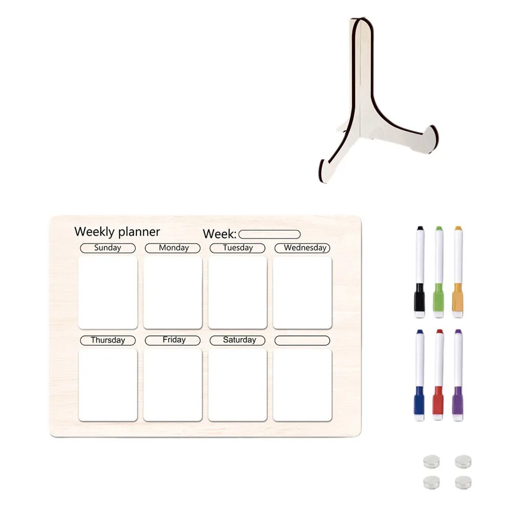 

Practical Magnetic Fridge Meal Planner Wood with Pen Weekly Food Menu Board Food Planning Board Home