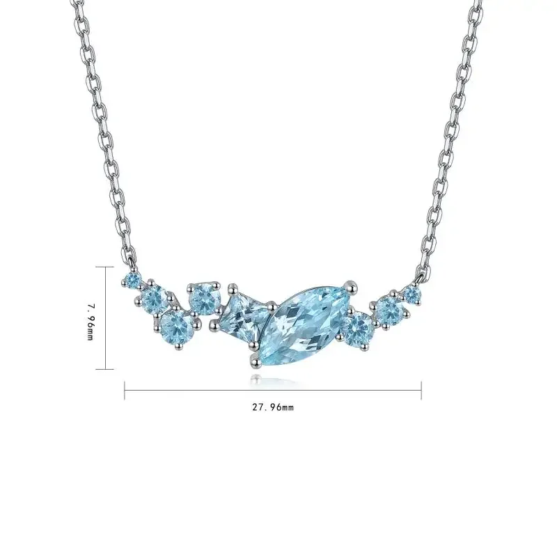 

RUIF 2024 Luxury Design S925 Silver Necklace Lad Grown Aquamarine Sapphire Wedding Party