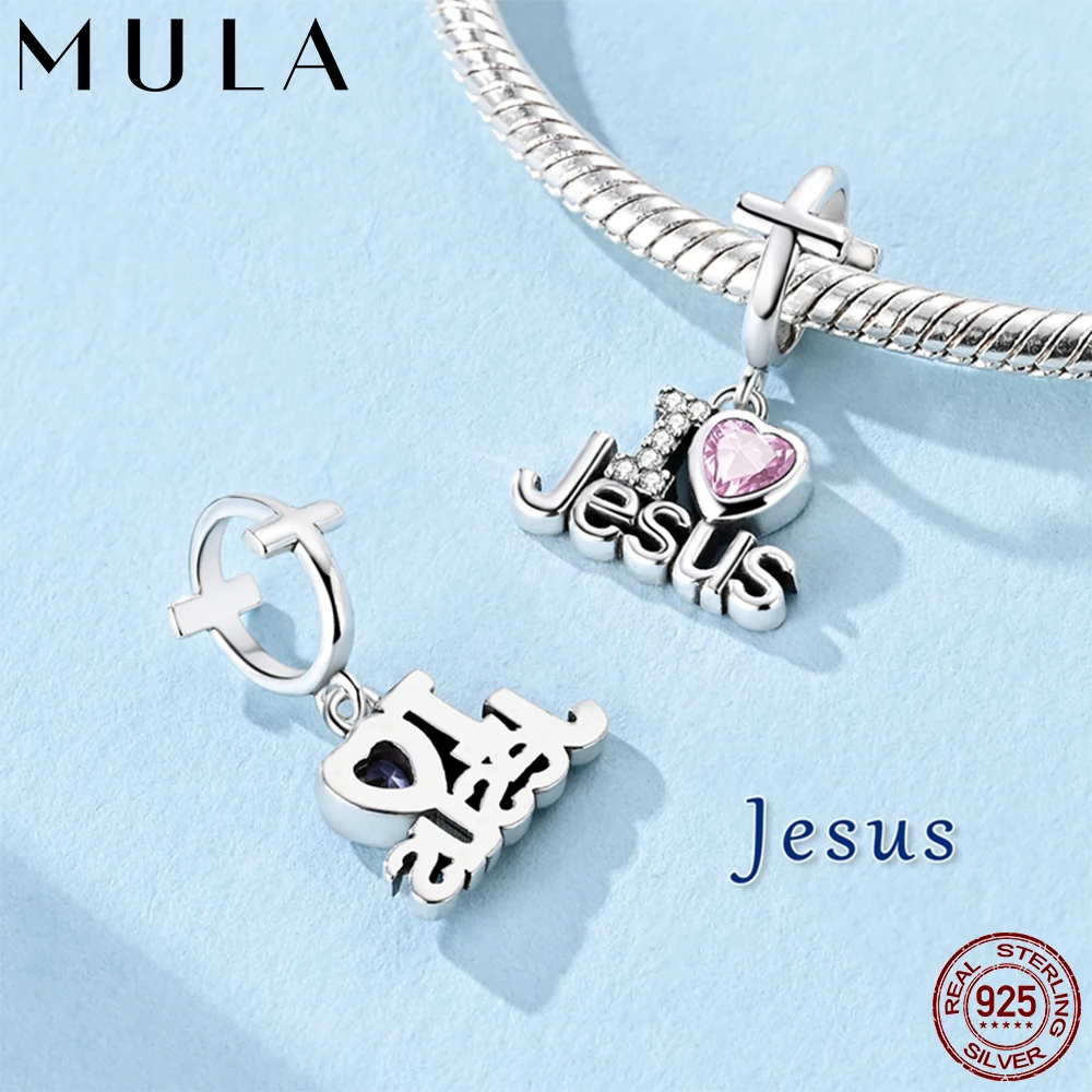 

Мула, 1 шт., подвески из серебра 925 пробы, подвески «Я люблю Иисуса», подходят для изготовления оригинальных бусин, модные украшения