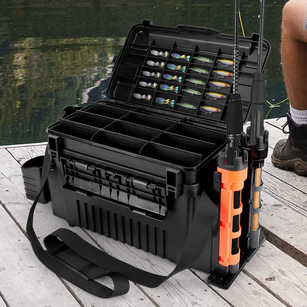 

2 Tier Fishing Tackle Box Fishing Gear Box 11 L Fishing Tackle Storage Box Adjustable Fishing Organizer Case Fishing Accessories