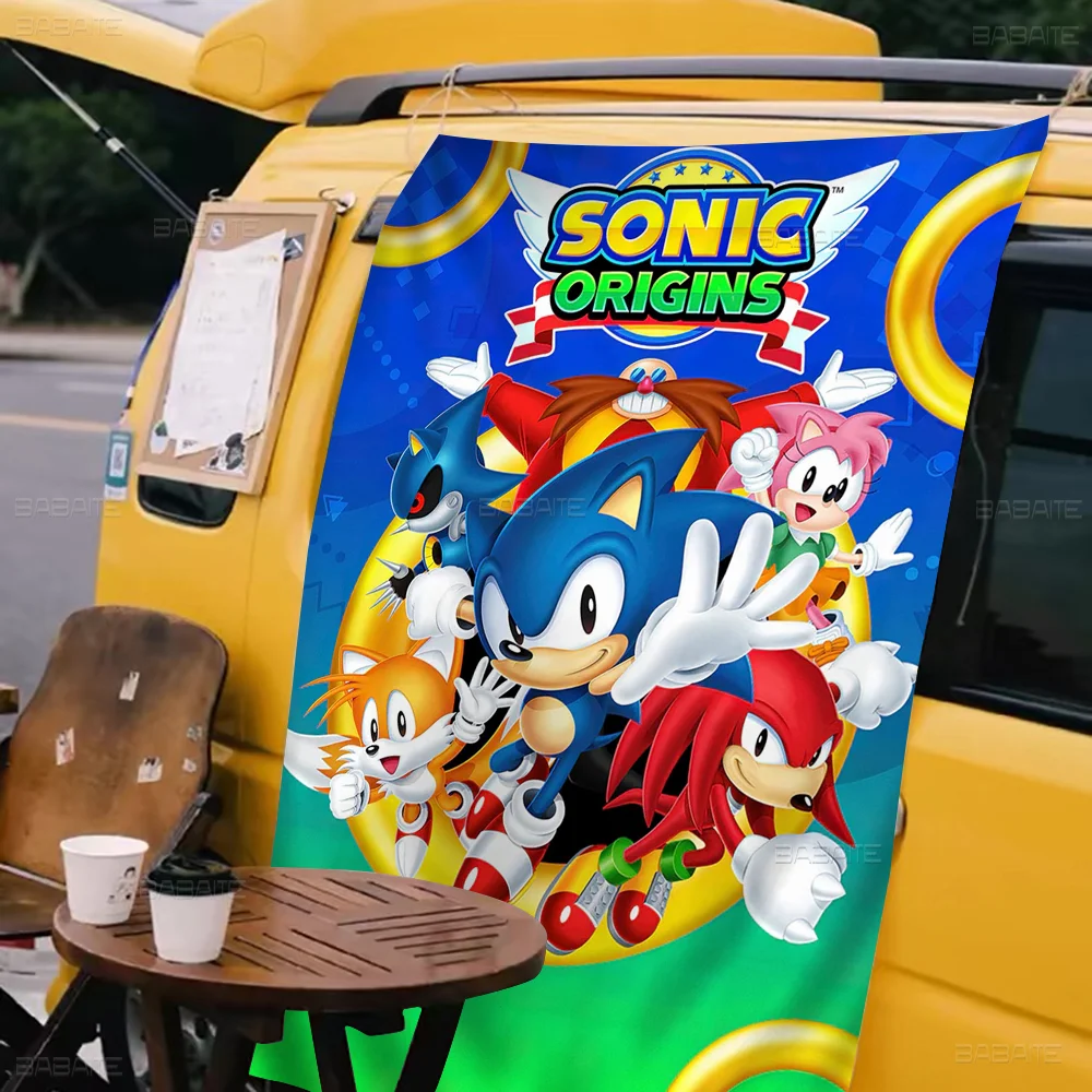 Cartoon S-Sonic DIY Flag For Family Group Photo Living Room Home Dorm Decor Wall Art Decor Banner