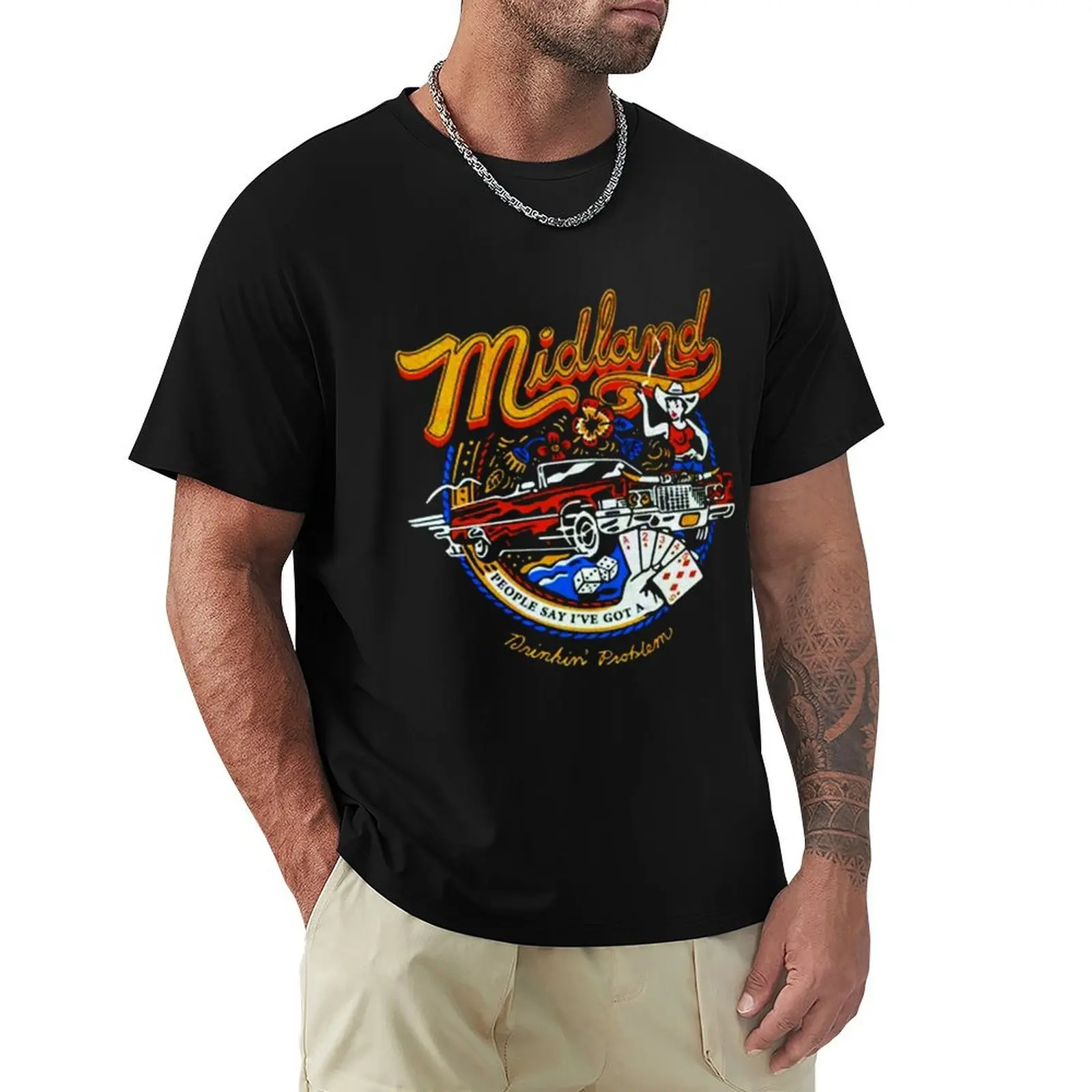 

Midland drinking problem T-Shirt Basic Plain Tee for Spring and Summer