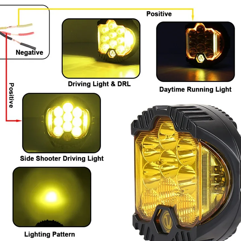 LED nebel-fahr licht 7 인치, 90w, 3000K, 4300K, 젤브 오프로드 스포트 라이트, 4x4, SUV