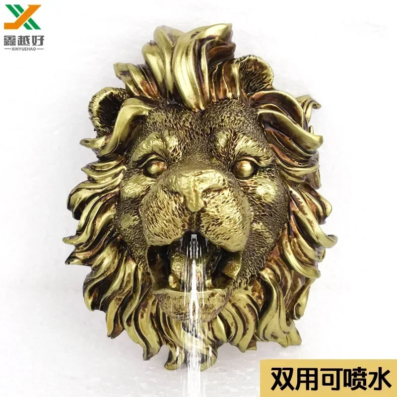 Fountain nozzle head hanging lion head resin crafts home decoration landscape water fountain pool outdoor sculpture