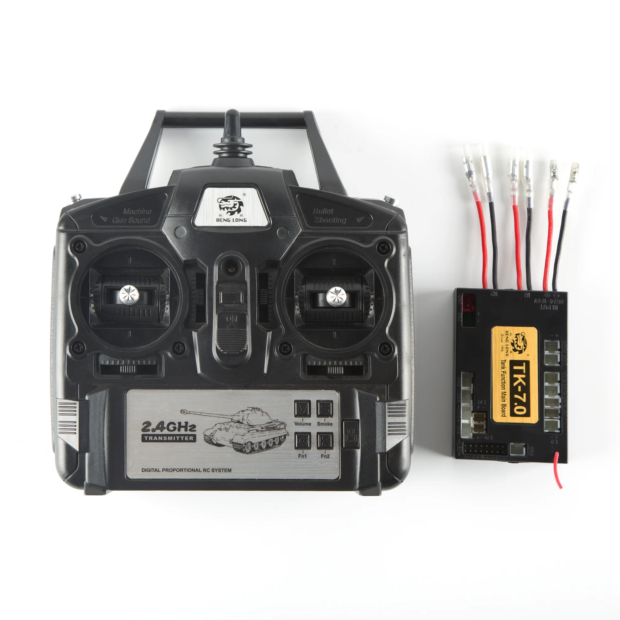 HENG LONG Tank Accessory 2.4GHz 7.0 Remote Controls 7.0 Transmitter Main Board Receiver with M1A2/T90/Tiger 1/Leopard 2 Sound