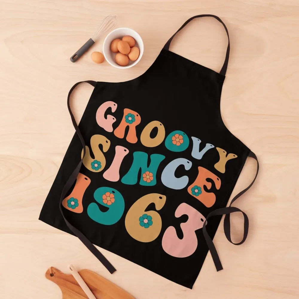 

Groovy Since 1963 | 60th Birthday | Retro Groovy Birthday Apron Restaurant Bib For Kitchen For Women Kitchen Children'S Apron