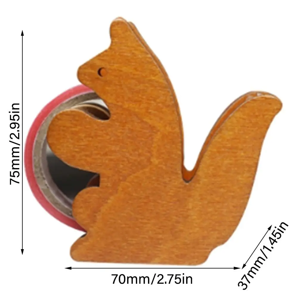 Imagem -05 - Cute Animal Shaped Wooden Tape Dispenser Stationery Tape Holder para Estudantes