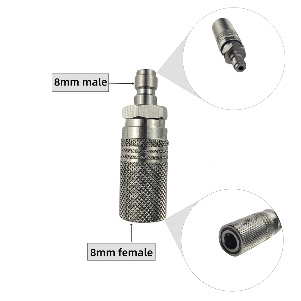 2PCS/Lot High Pressure Stainless steel Extended Charging Quick Release Adapter 8mm Fill Coupling Socket