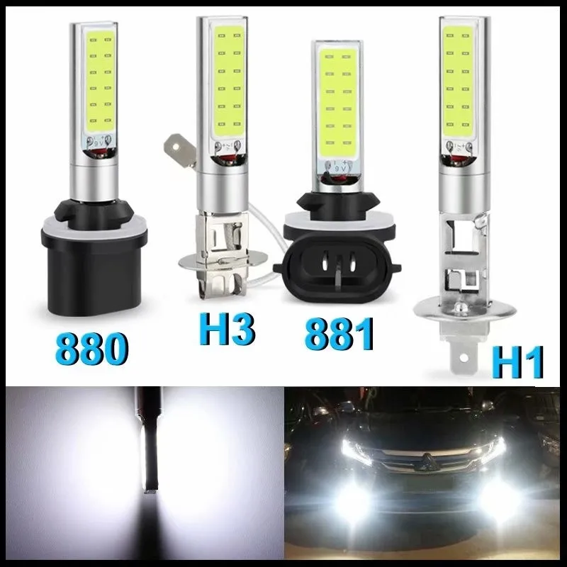 

1Pc H1 H3 H27 880 881 COB LED Bulb 10W Car Fog Light Super Bright 6000K White