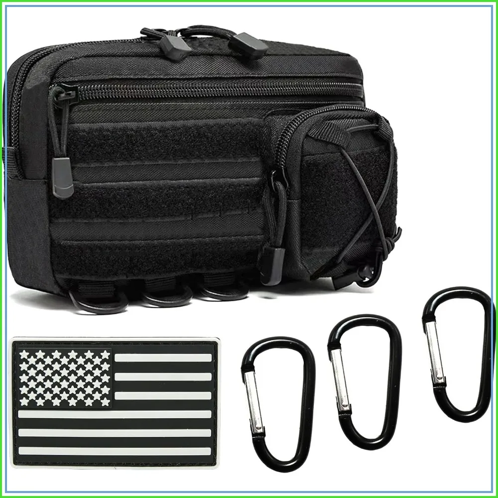 

Compact Molle Utility Pouch, 1000D Nylon EDC Organizer, Phone Waist Bag with Carabiners