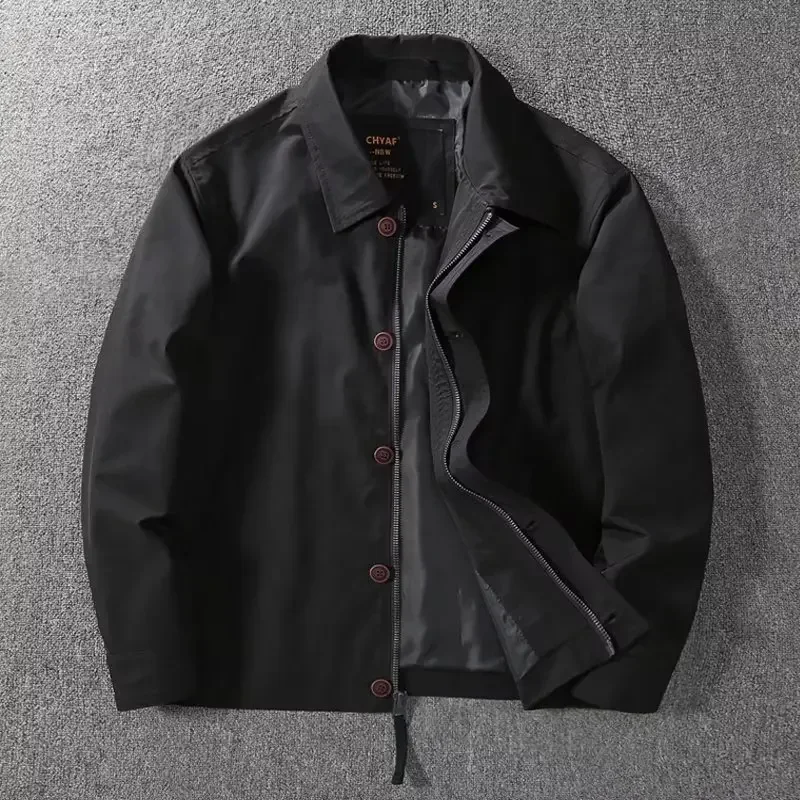 Pop Autumn And Winter Men's Windproof Jacket, Business Casual Versatile Slim-Fit Turn-Down Collar Double-Layer Jacket Coat M-3XL