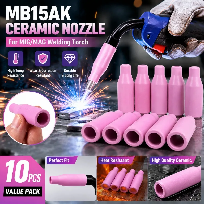 

2/5/10PCS MB15AK Protection Nozzle MB-15AK 14AK MIG/MAG Gas Ceramic Nozzle Euro Style Welding Gun Shield Cup for Welding Torch