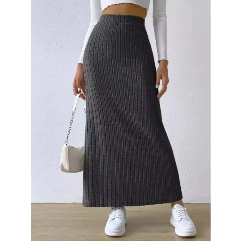 المرأة تنورة الربيع الصيف والخريف عالية الخصر مطاطا سليم الورك محبوك مثير Bodycon ميدي تنورة الملابس النسائية